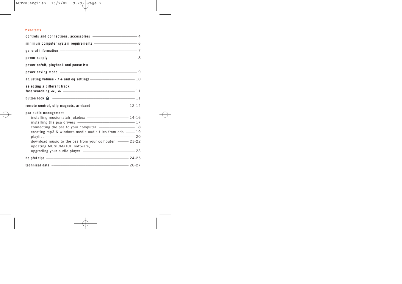 Philips ACT200 User Manual | Page 2 / 33