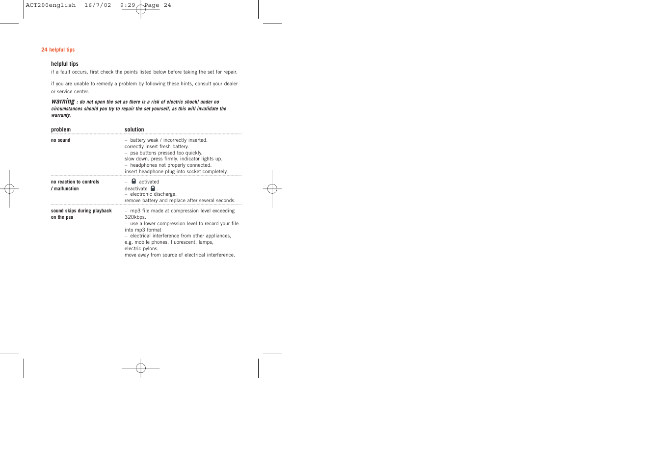 Philips ACT200 User Manual | Page 24 / 33