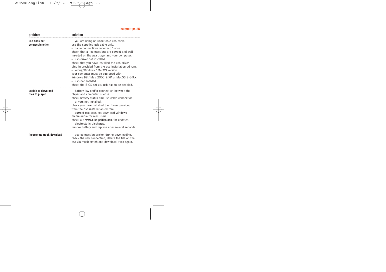 Philips ACT200 User Manual | Page 25 / 33