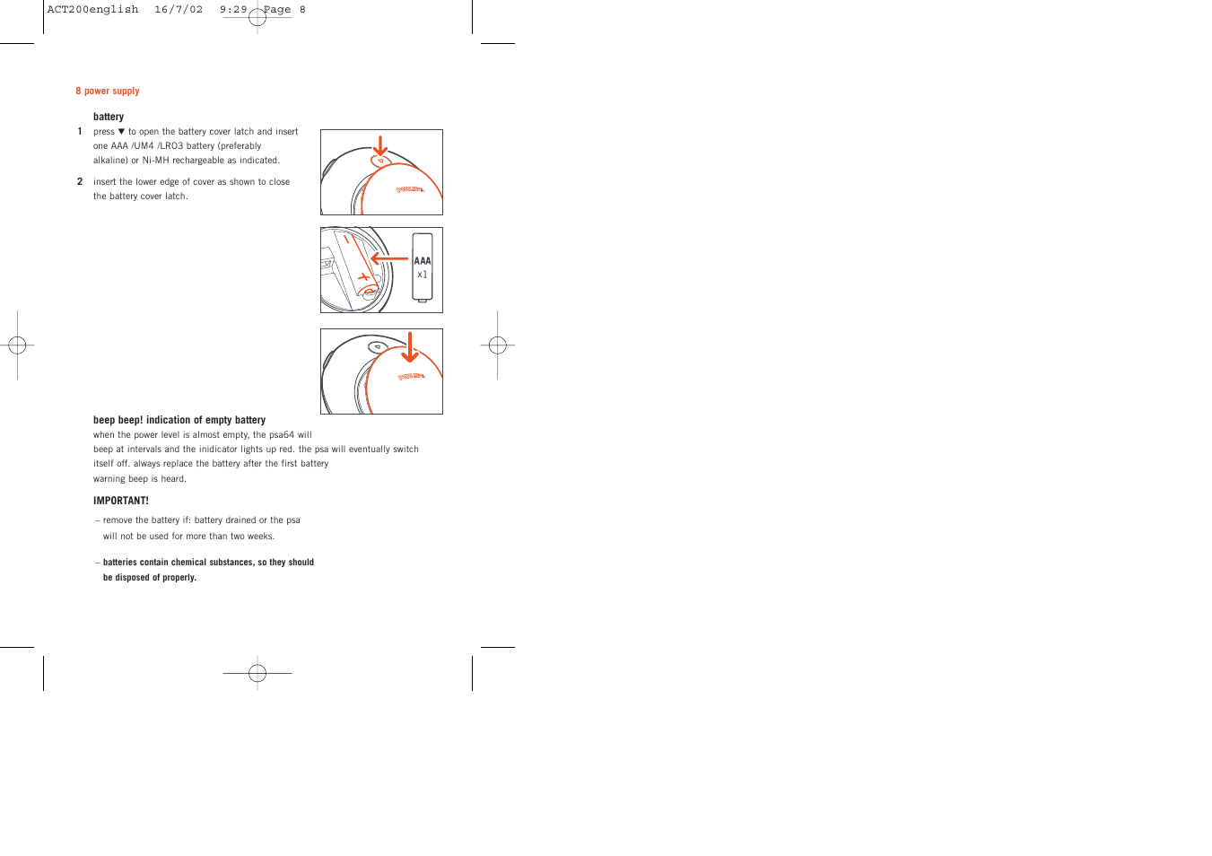 Philips ACT200 User Manual | Page 8 / 33