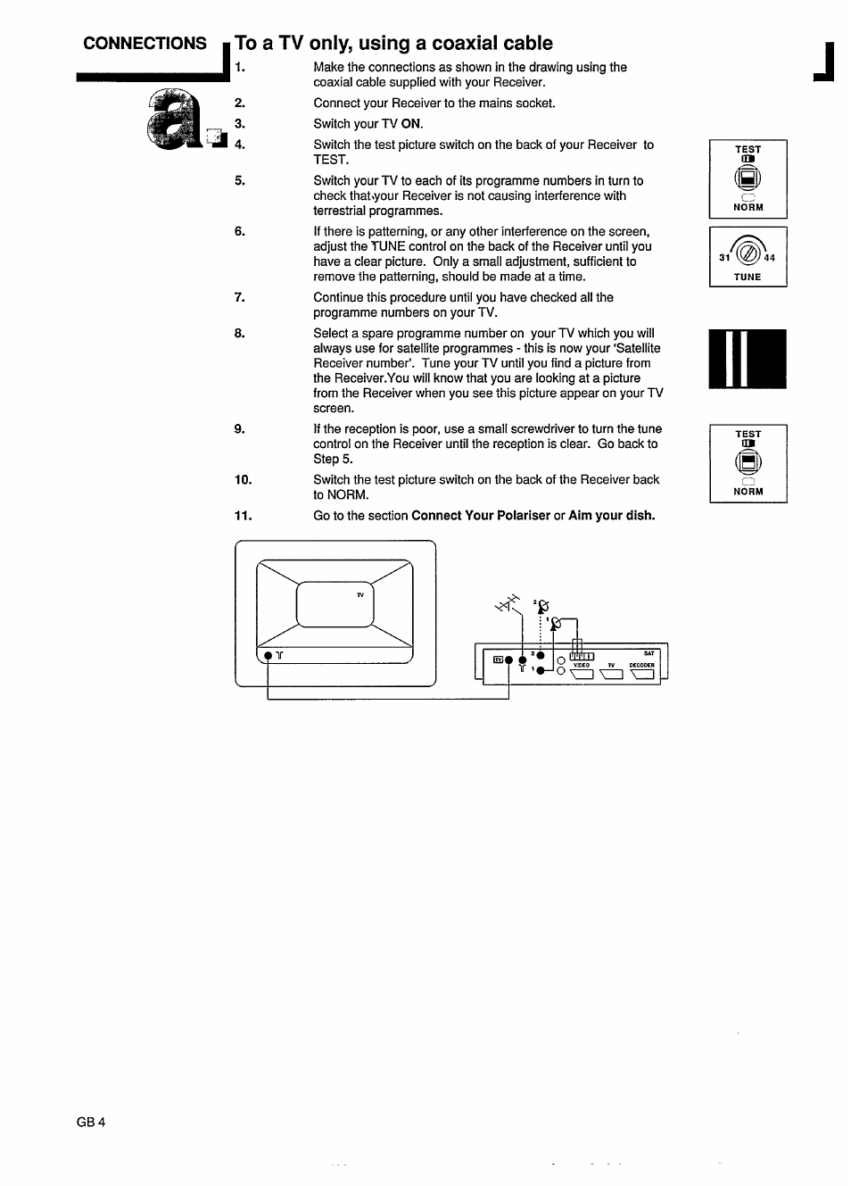 Connections ■ to a tv only, using a coaxial cable, To a tv oniy, using a coaxial cable | Philips STU801/05R User Manual | Page 6 / 28