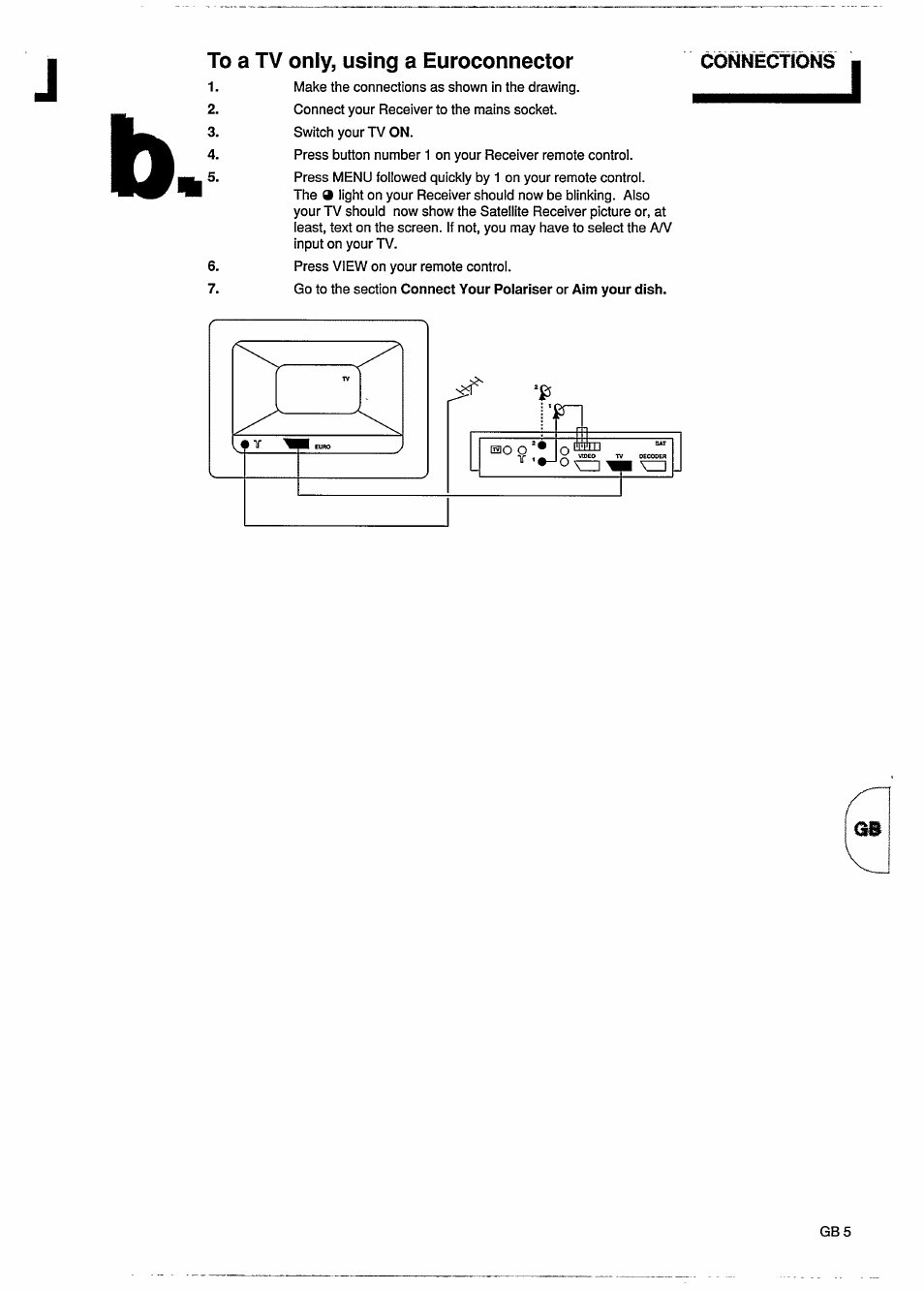 To a tv only, using a euroconnector | Philips STU801/05R User Manual | Page 7 / 28