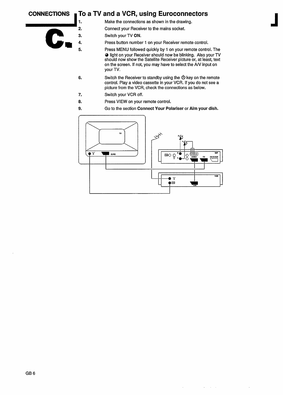 To a tv and a vcr, using euroconnectors | Philips STU801/05R User Manual | Page 8 / 28