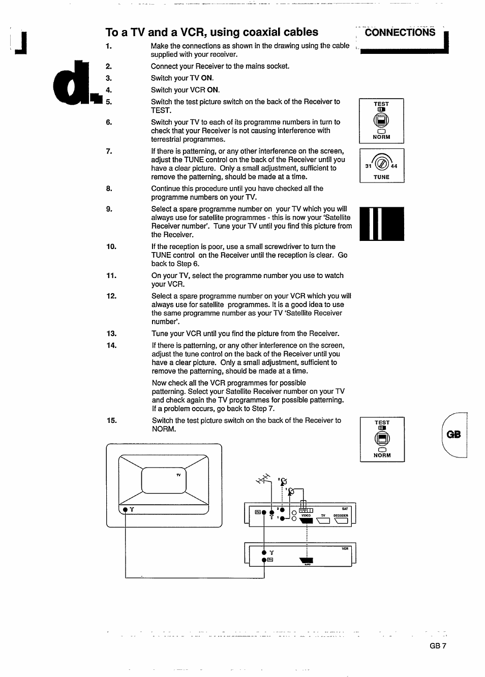 To a tv and a vcr, using coaxial cables | Philips STU801/05R User Manual | Page 9 / 28