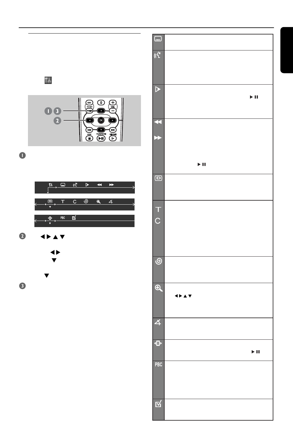 Dvd setup menu options, Using the menu bar | Philips HTS3410D User Manual | Page 23 / 36