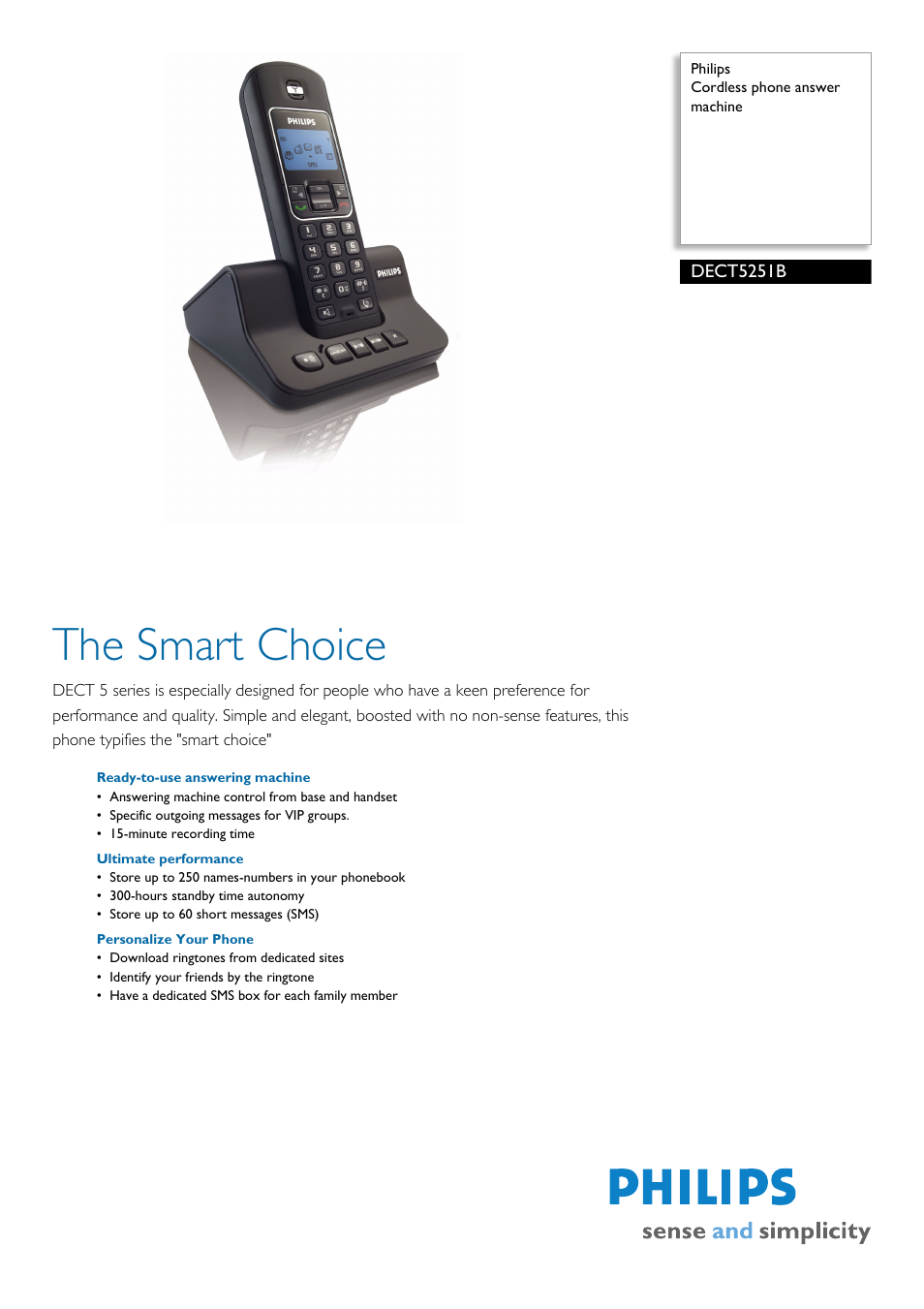 Philips DECT5251B User Manual | 2 pages