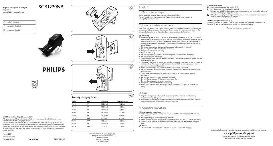 Philips SCB1220NB User Manual | 1 page