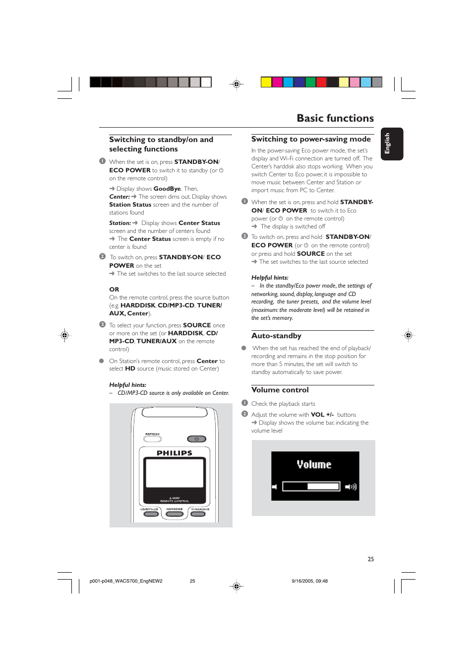 Basic functions | Philips WACS700 User Manual | Page 25 / 48