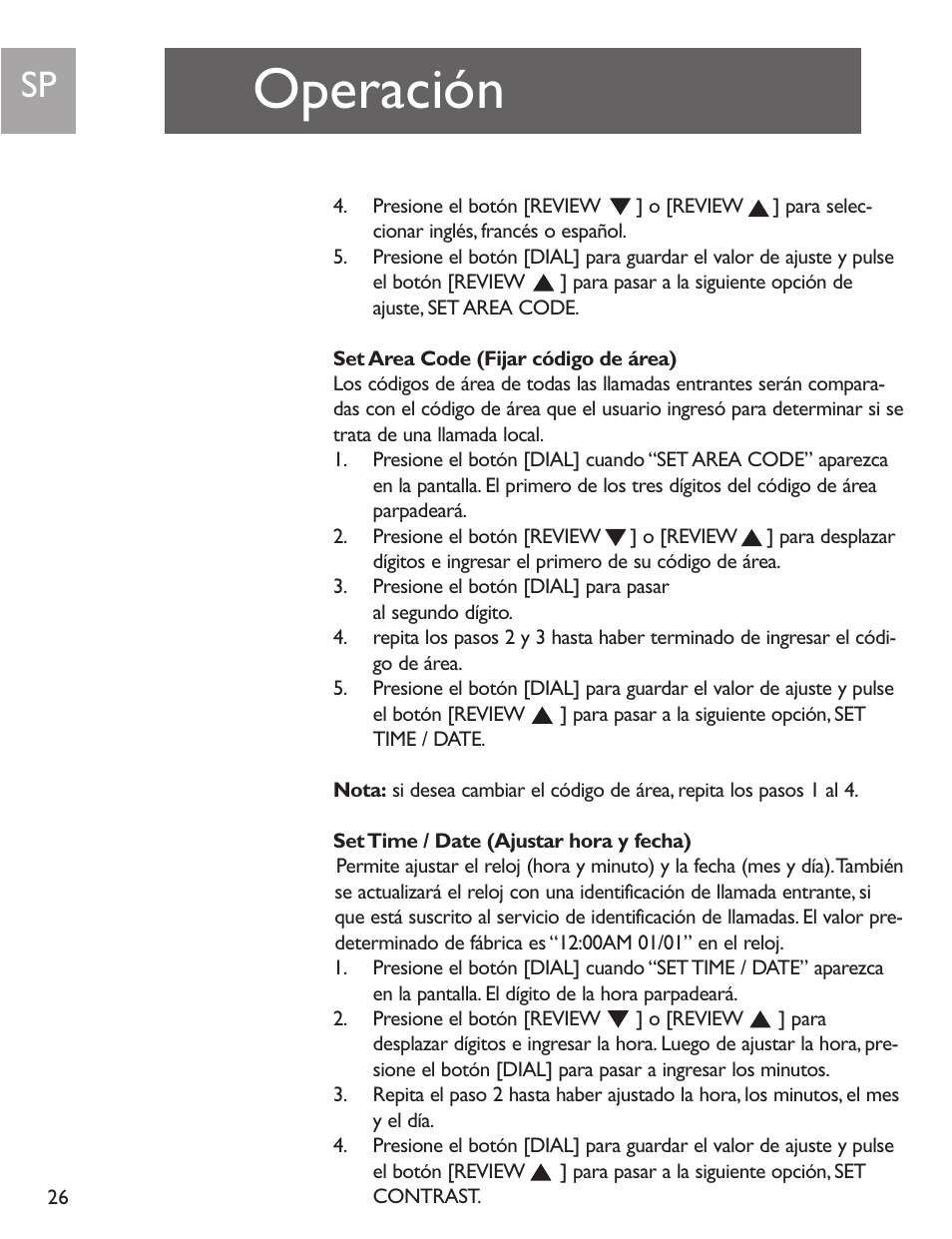 Operación | Philips SJA9192/17 User Manual | Page 26 / 40