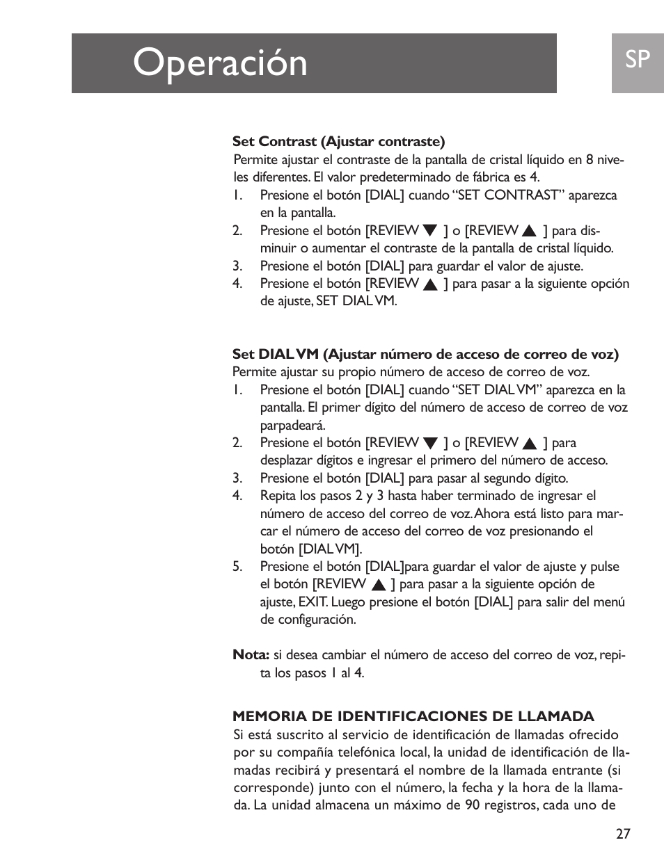 Operación | Philips SJA9192/17 User Manual | Page 27 / 40