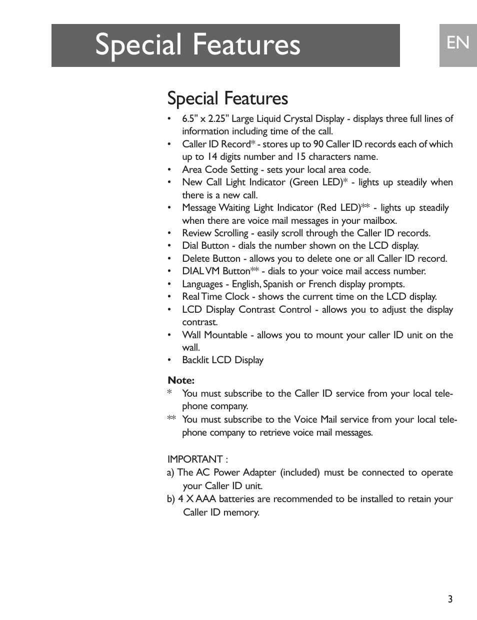 Special features | Philips SJA9192/17 User Manual | Page 3 / 40