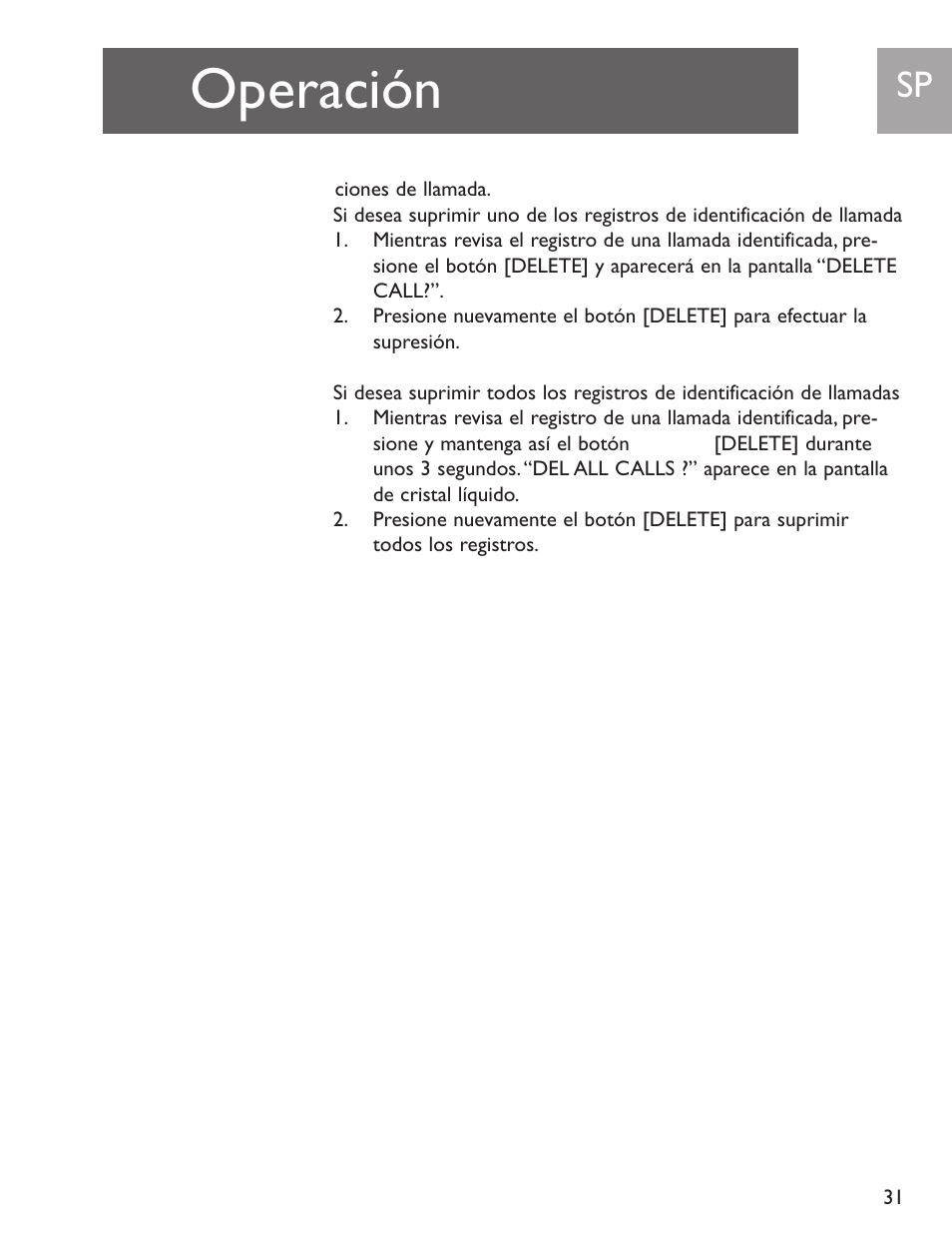 Operación | Philips SJA9192/17 User Manual | Page 31 / 40