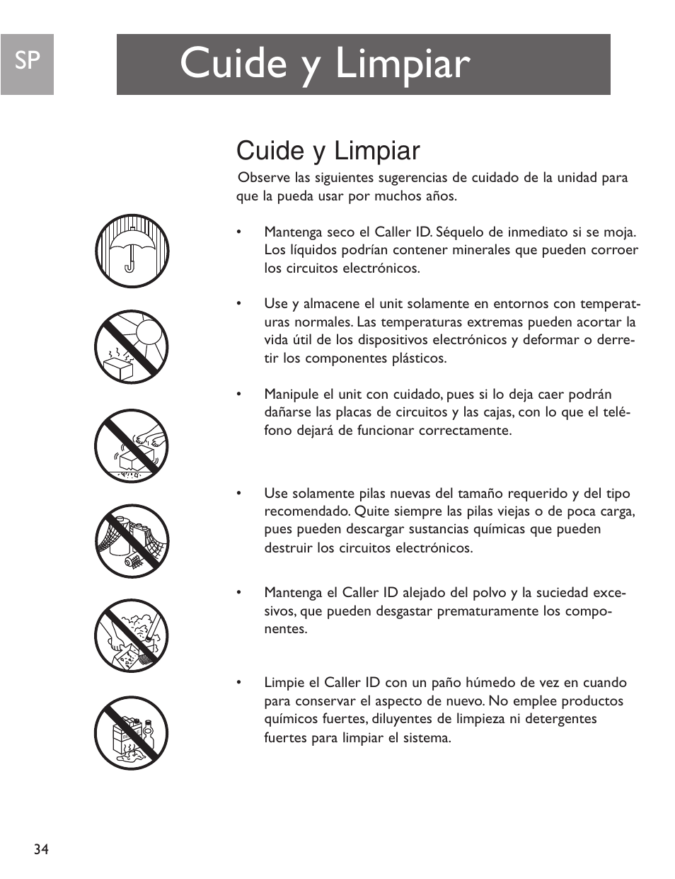 Cuide y limpiar | Philips SJA9192/17 User Manual | Page 34 / 40