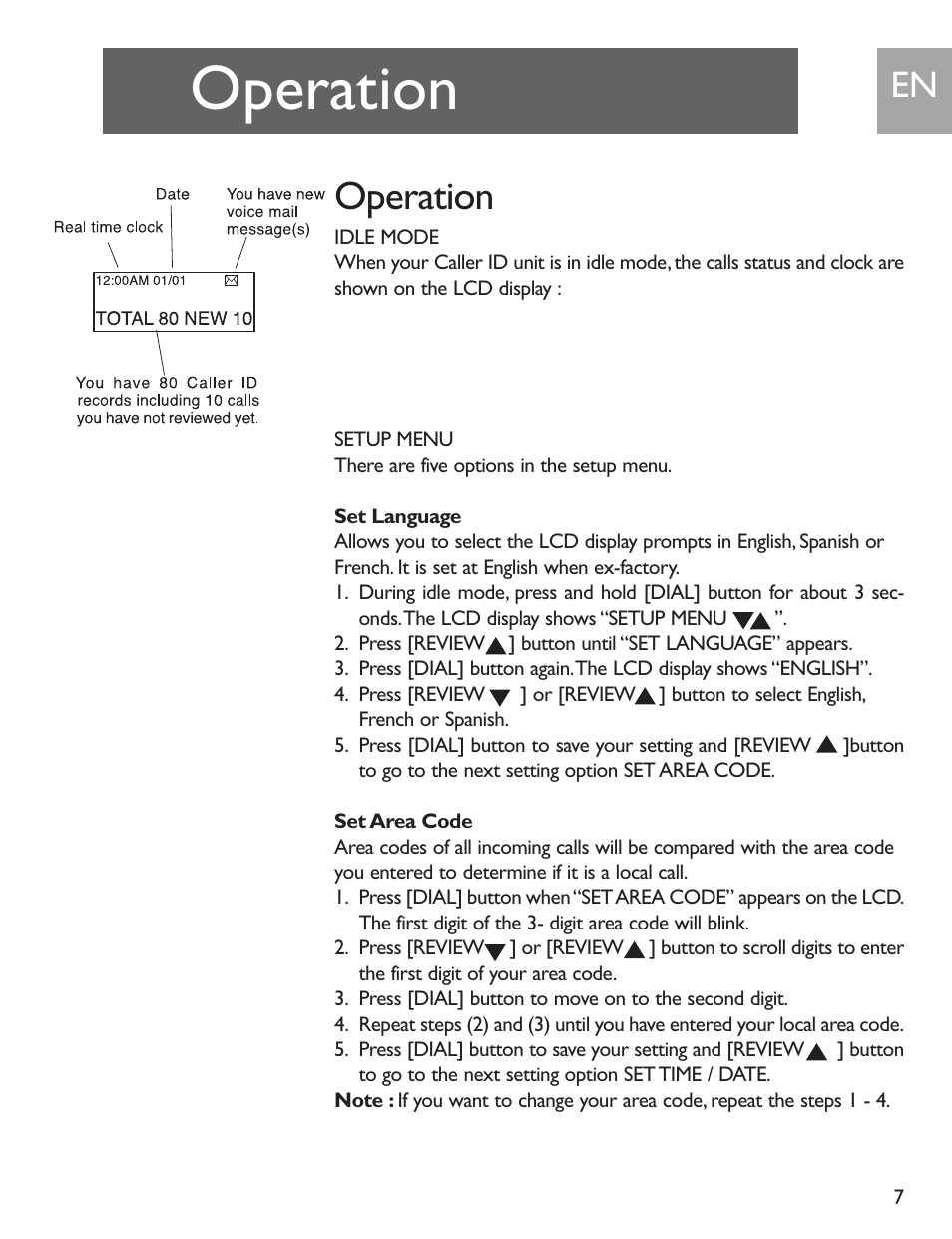 Operation | Philips SJA9192/17 User Manual | Page 7 / 40