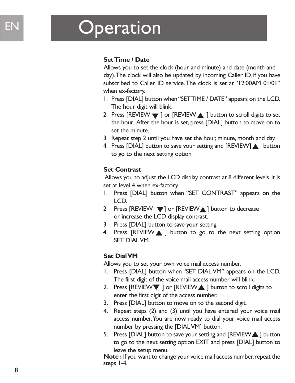 Operation | Philips SJA9192/17 User Manual | Page 8 / 40