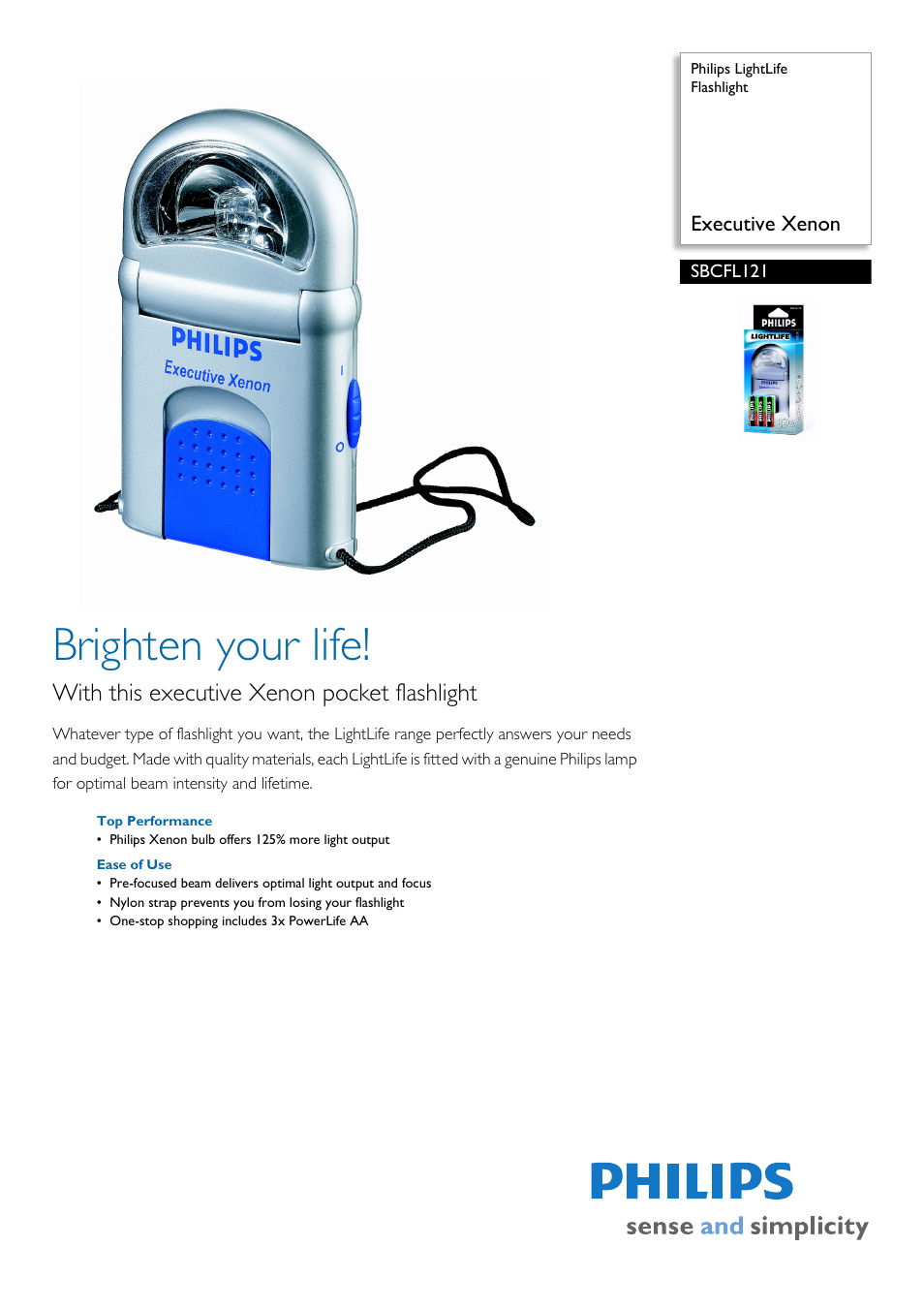 Philips LightLife SBCFL121/01 User Manual | 2 pages