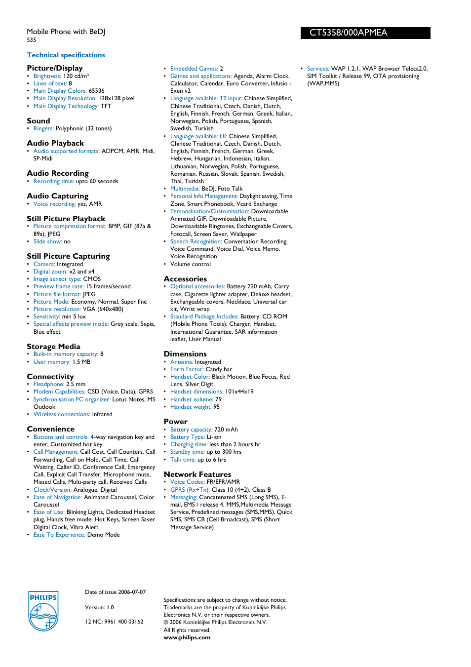 For preview purpose only | Philips CT5358 User Manual | Page 2 / 3