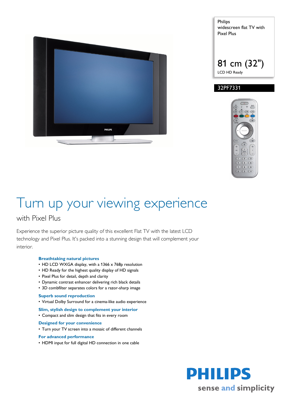 Philips 32PF7331 User Manual | 3 pages