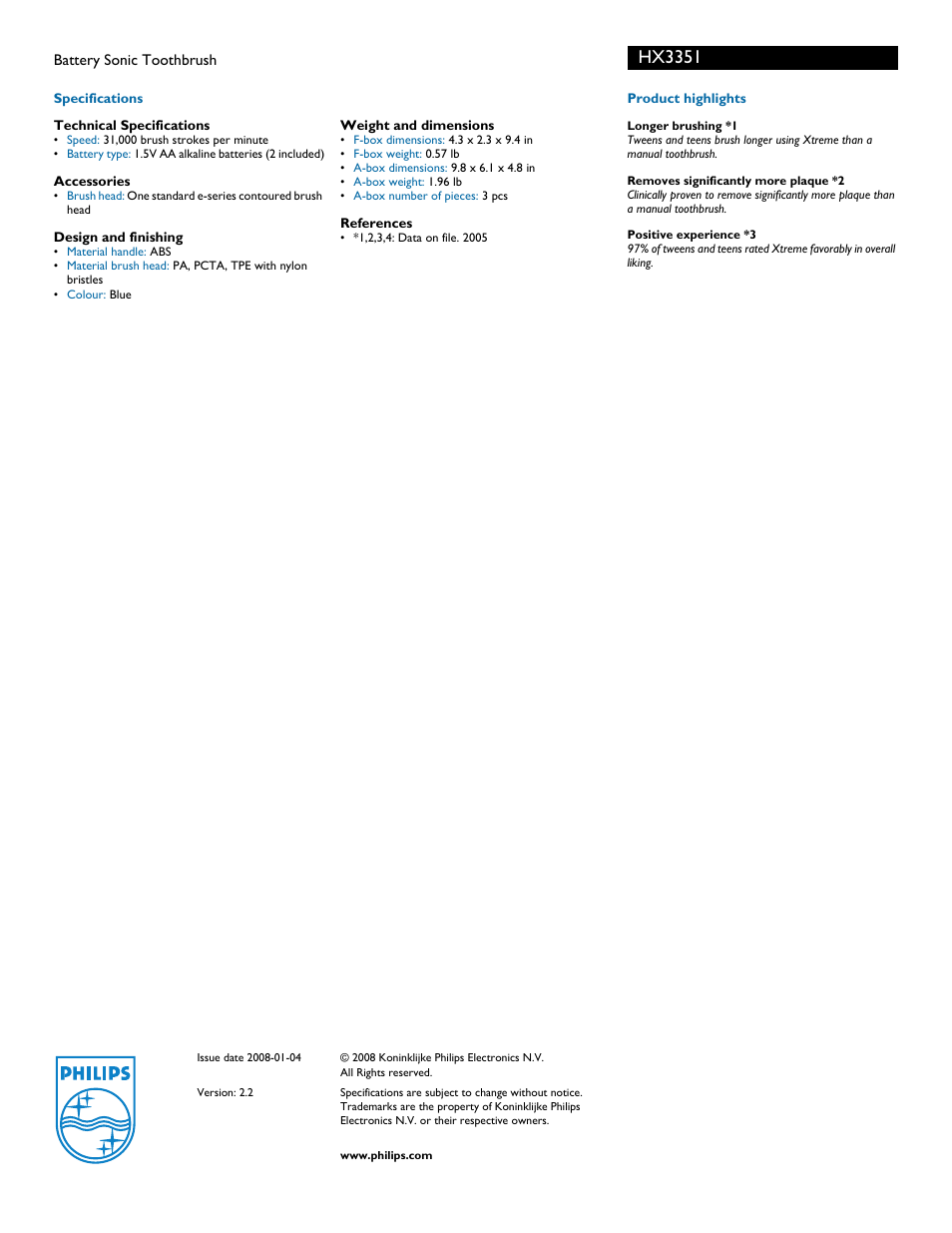 Hx3351 | Philips HX3351 User Manual | Page 2 / 2