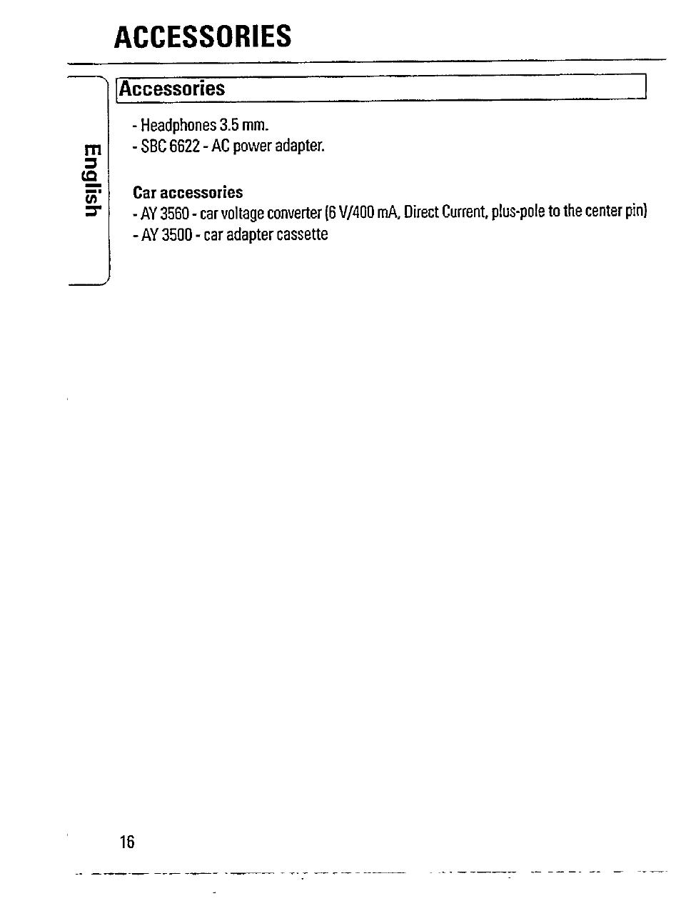 Accessories | Philips Magnavox AZ 7356 User Manual | Page 16 / 22