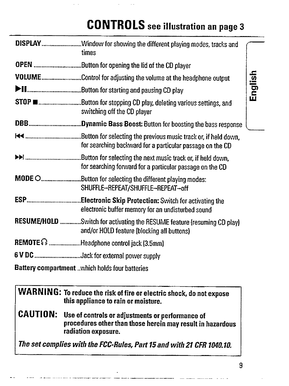 Controls, See illustration an page 3 | Philips Magnavox AZ 7356 User Manual | Page 9 / 22