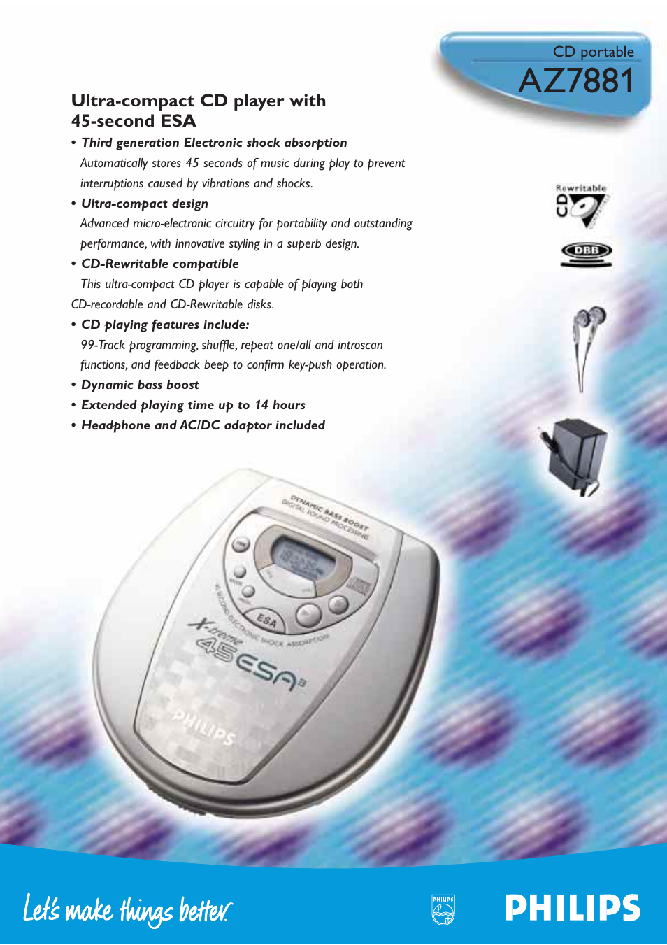 Philips X-TREME 45 ESA AZ7881 User Manual | 8 pages