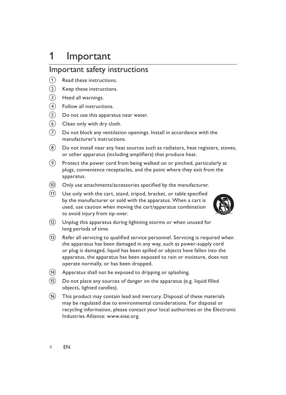 1important, Important safety instructions | Philips PET946/12 User Manual | Page 3 / 22