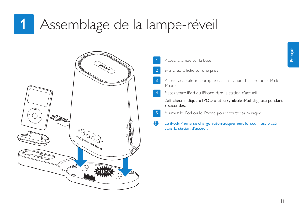 Assemblage de la lampe-réveil 1 | Philips HF3490 User Manual | Page 11 / 28