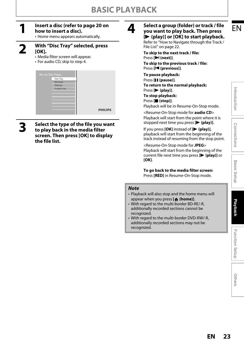 Basic playback | Philips BDP3010 User Manual | Page 23 / 52