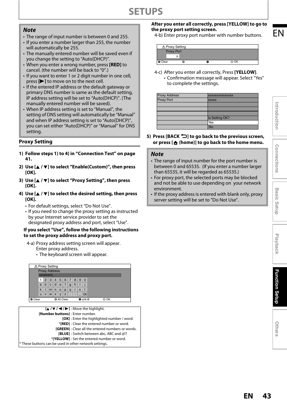 Setups, Proxy setting | Philips BDP3010 User Manual | Page 43 / 52