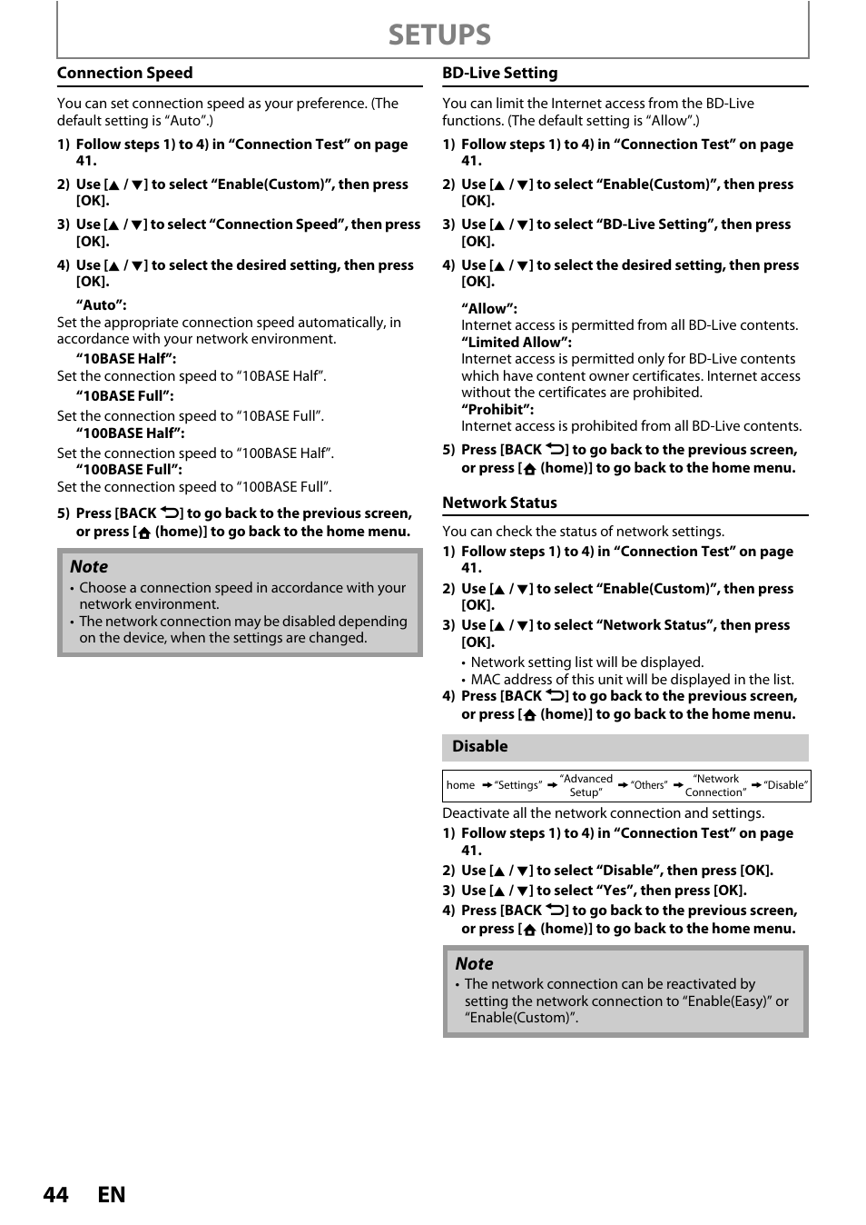 Setups | Philips BDP3010 User Manual | Page 44 / 52