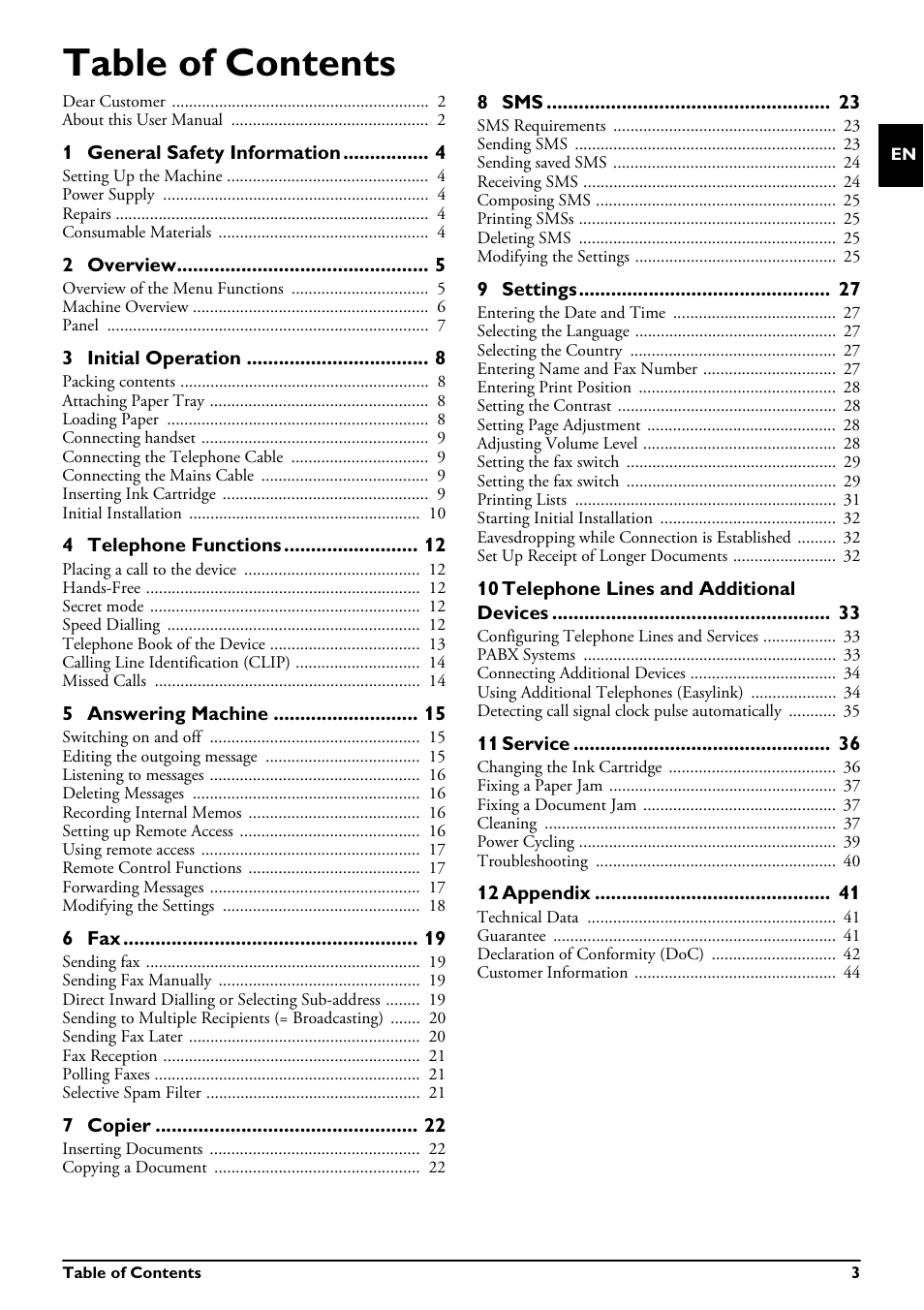 Philips FAXJET IPF525 User Manual | Page 3 / 44