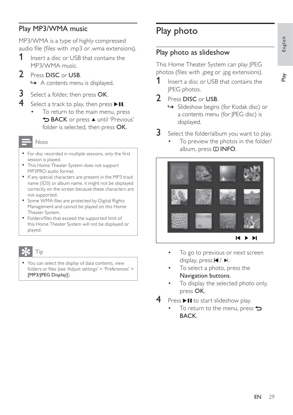 Play photo | Philips HTS3371D/F7 User Manual | Page 29 / 54