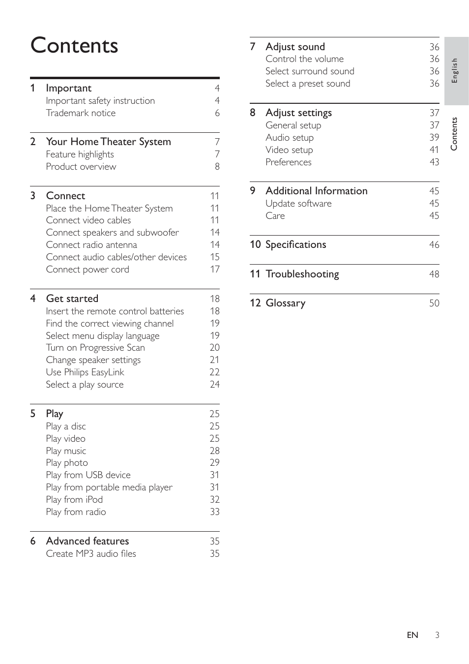 Philips HTS3371D/F7 User Manual | Page 3 / 54