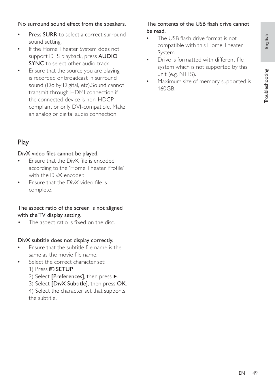 Play | Philips HTS3371D/F7 User Manual | Page 49 / 54