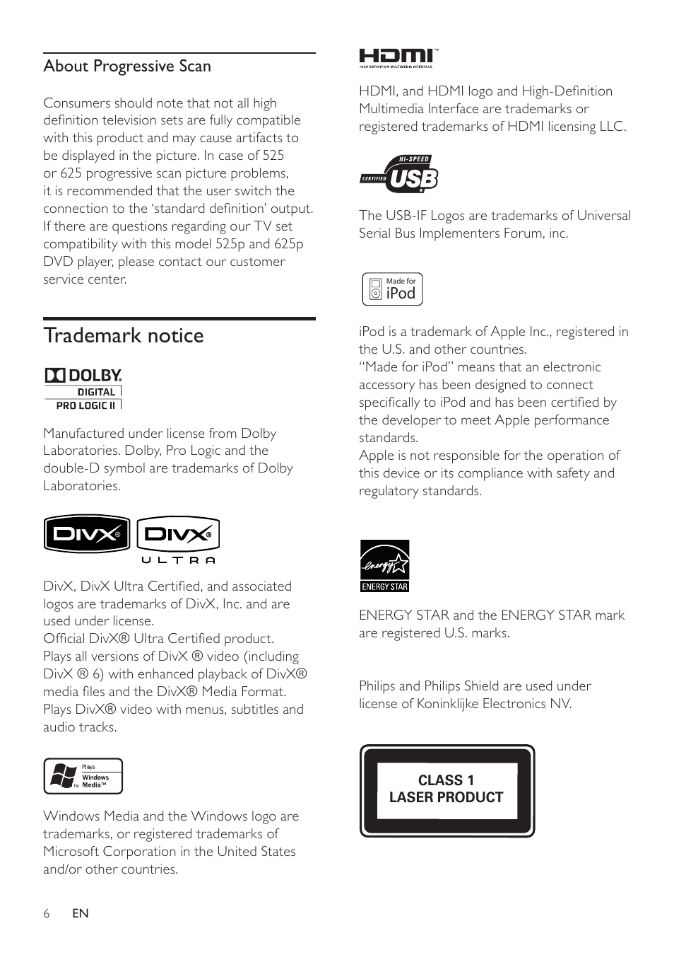 Philips HTS3371D/F7 User Manual | Page 6 / 54