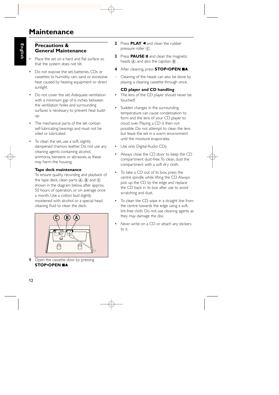 Maintenance | Philips AZ1080 User Manual | Page 13 / 14