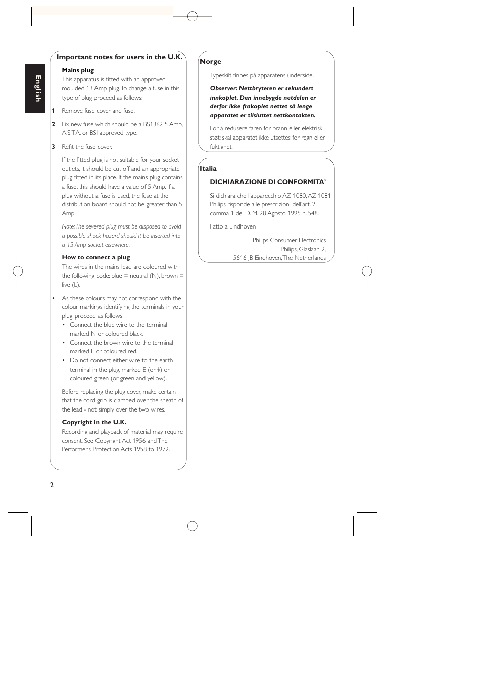Philips AZ1080 User Manual | Page 2 / 14
