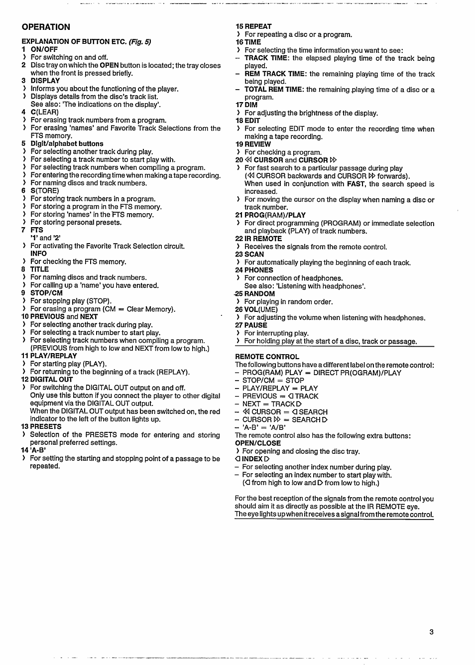 Operation, 5 digit/alphabet buttons | Philips CD 840 User Manual | Page 5 / 14