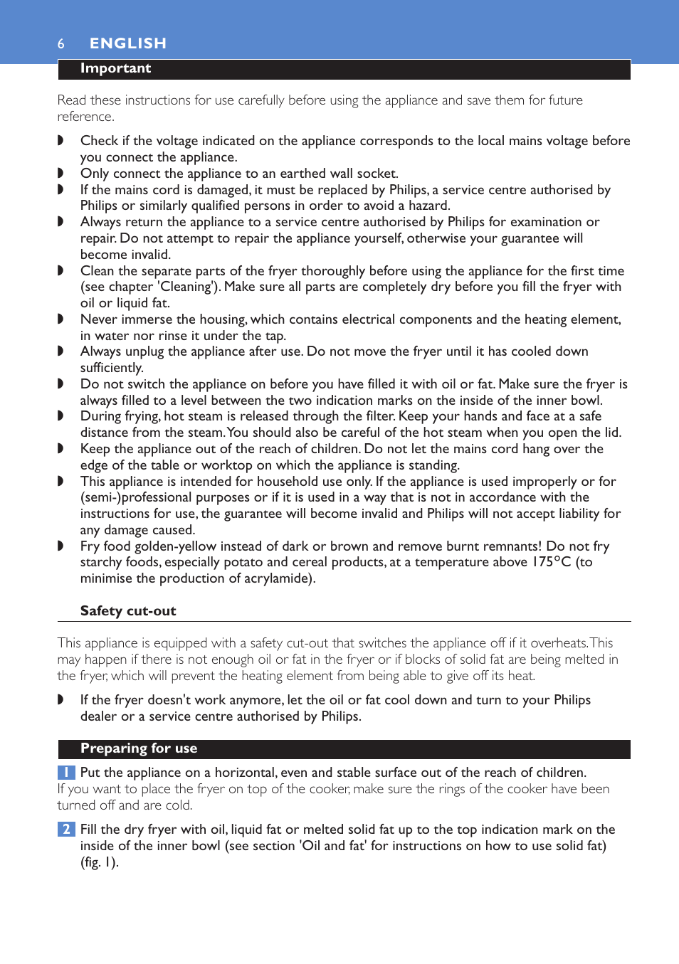 English 6 | Philips Cucina HD6152 User Manual | Page 6 / 70