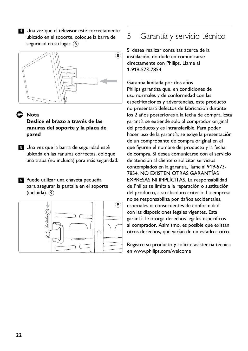 5 garantía y servicio técnico | Philips SQM5222/27 User Manual | Page 22 / 24