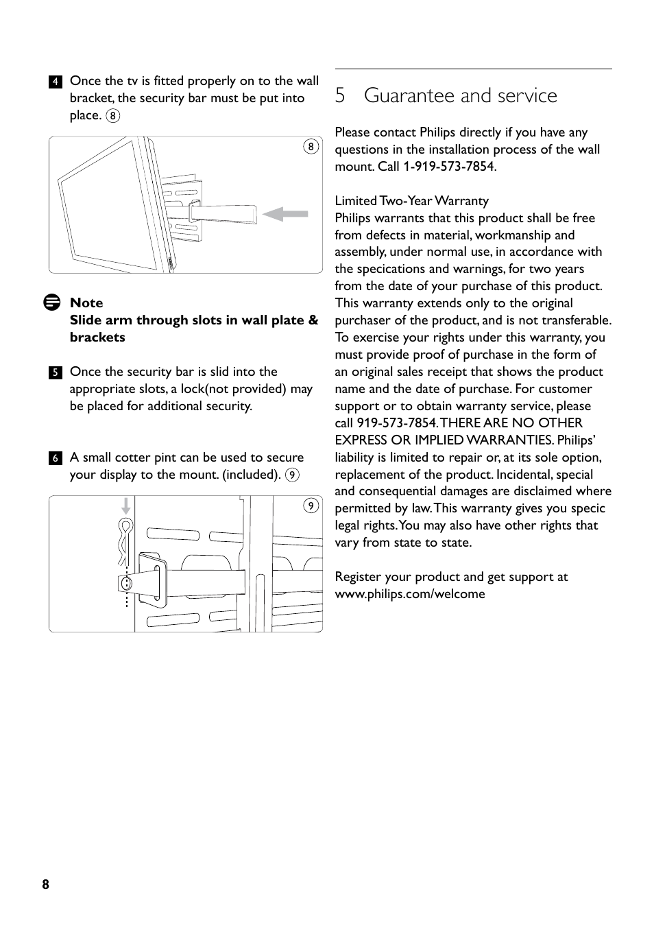 5 guarantee and service | Philips SQM5222/27 User Manual | Page 8 / 24