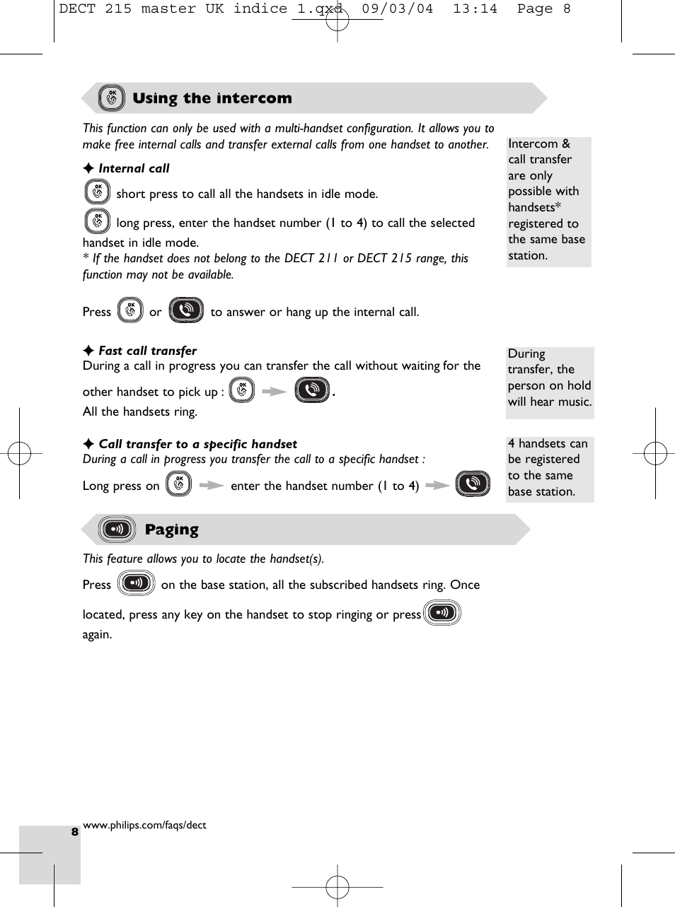 Philips DECT 211  EN User Manual | Page 10 / 20