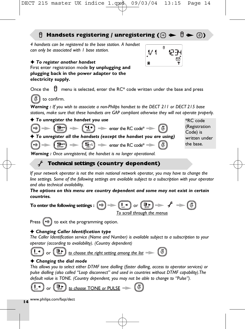 Philips DECT 211  EN User Manual | Page 16 / 20