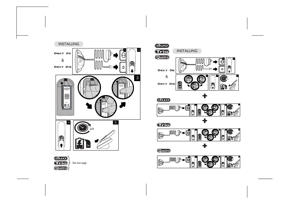 Duo quattro, Installing, See last page | Philips DECT 211  EN User Manual | Page 19 / 20