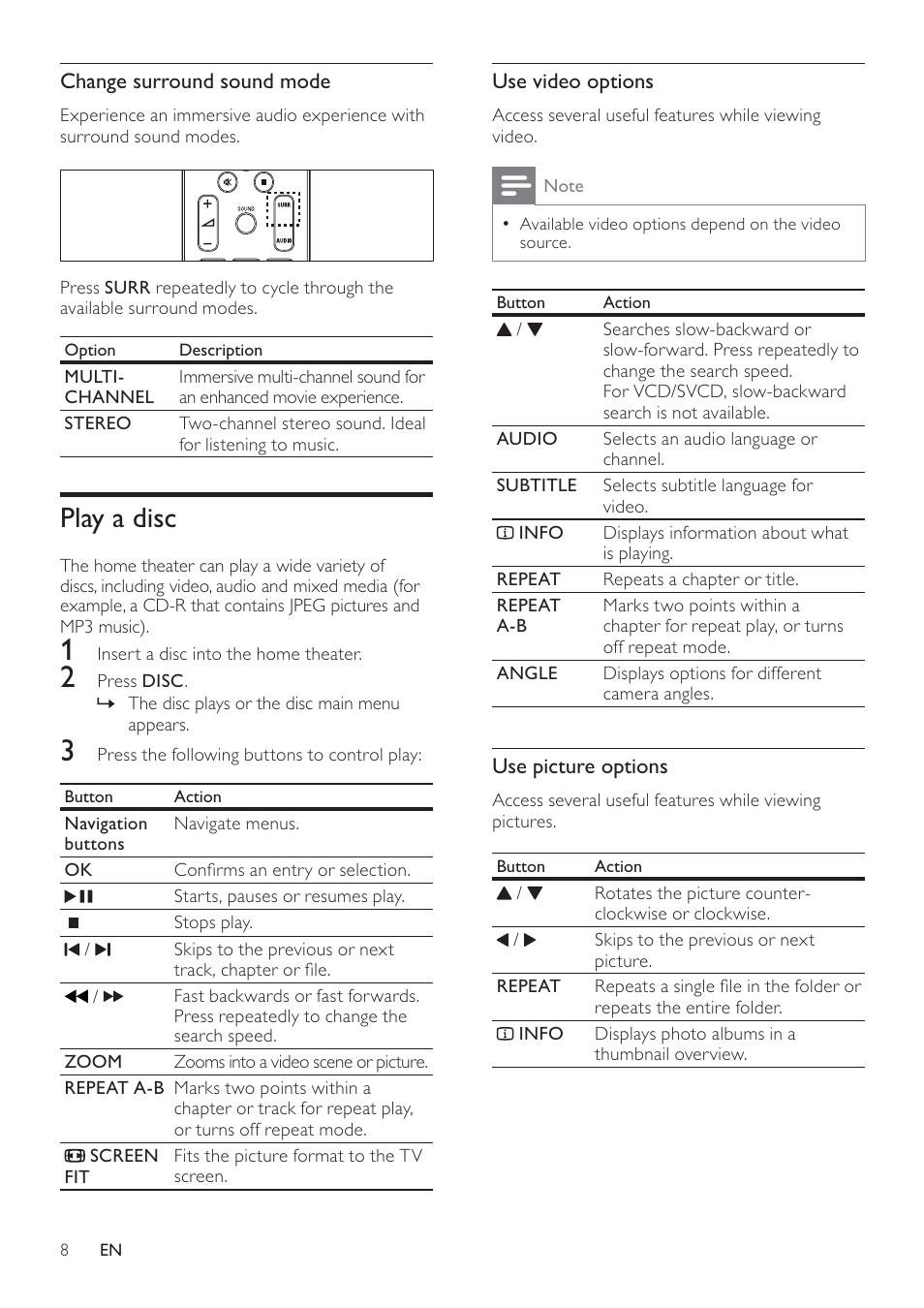 Play a disc | Philips HTS2500/55 User Manual | Page 10 / 20