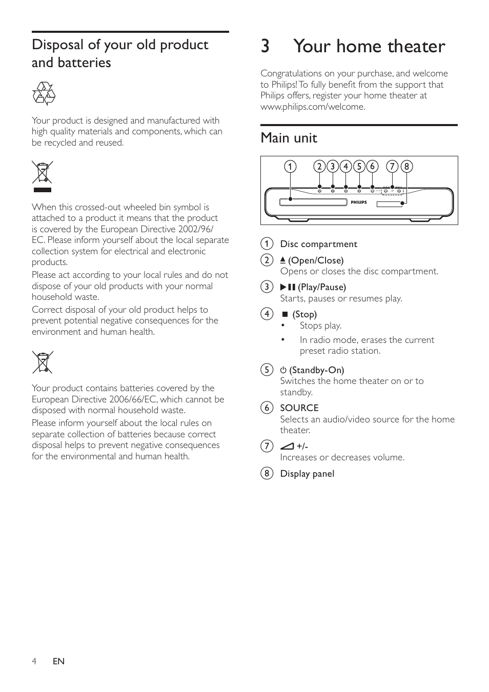 3 your home theater | Philips HTS2500/55 User Manual | Page 6 / 20