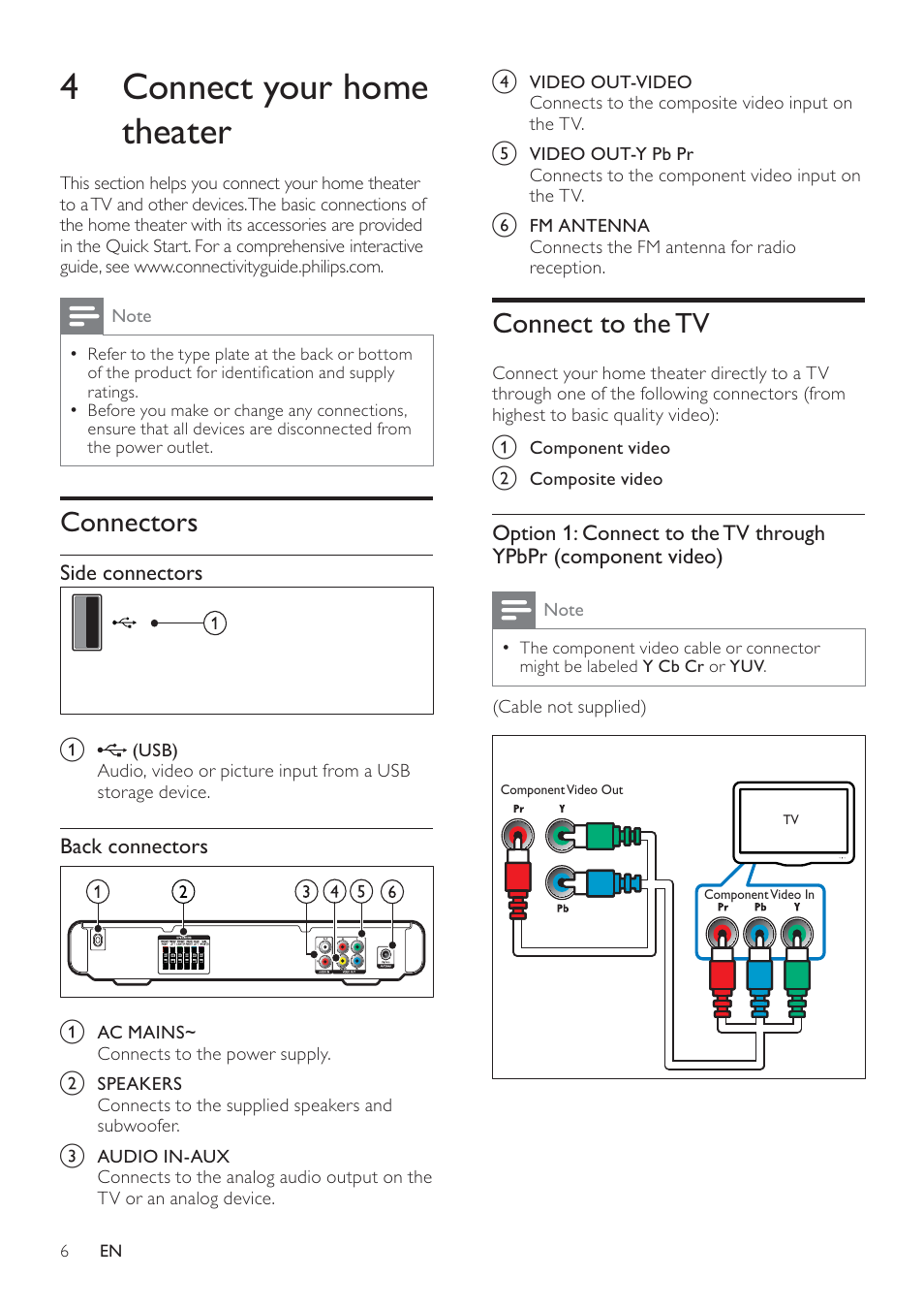 4 connect your home theater | Philips HTS2500/55 User Manual | Page 8 / 20