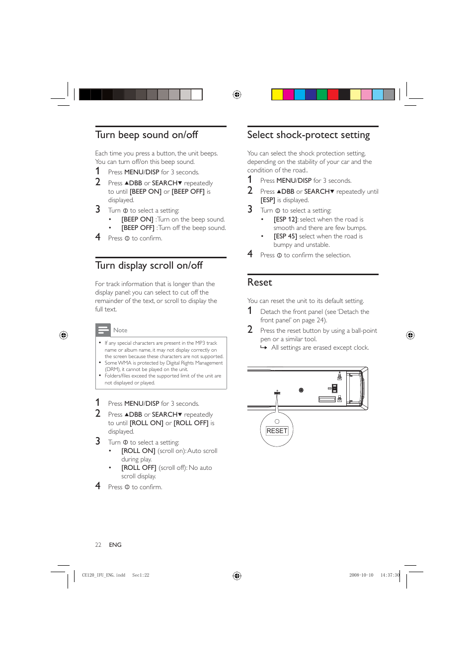 Philips CAR ENTERTAINMENT SYSTEM CE120 User Manual | Page 22 / 30