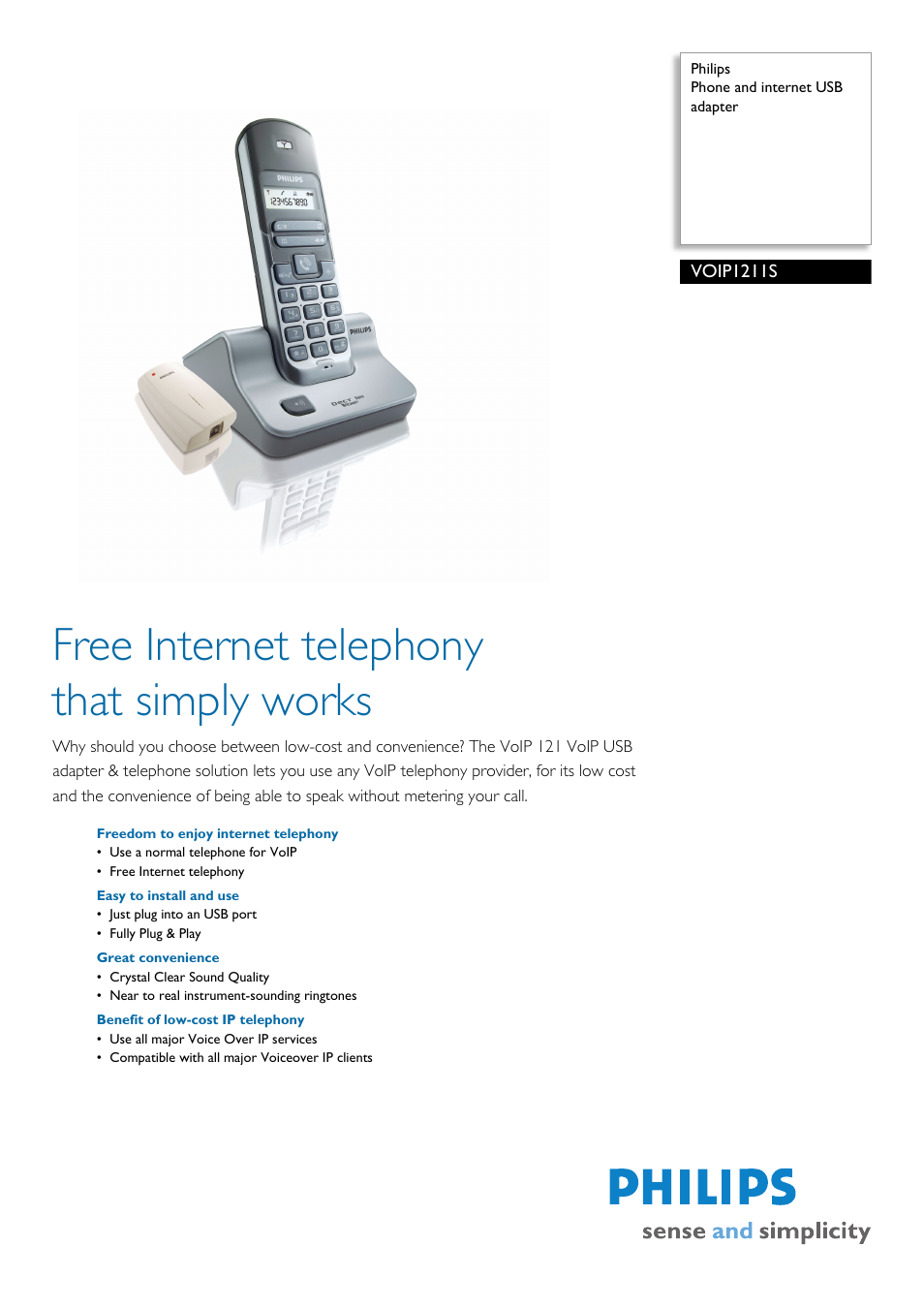 Philips VOIP1211S User Manual | 2 pages